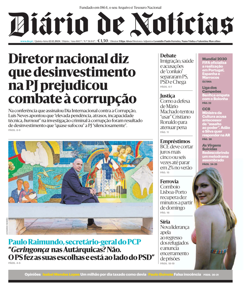 Prima-pagina-Diario de Noticias-edizione-di-oggi-20241212